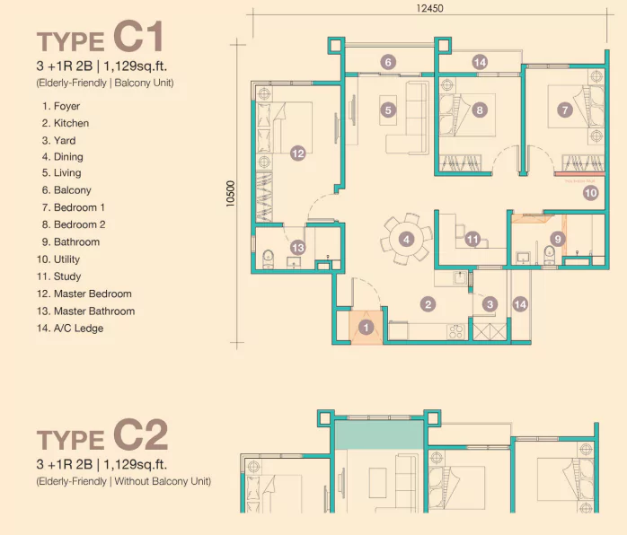 D’Tessera Residence-Floor Plan-C1 & C2