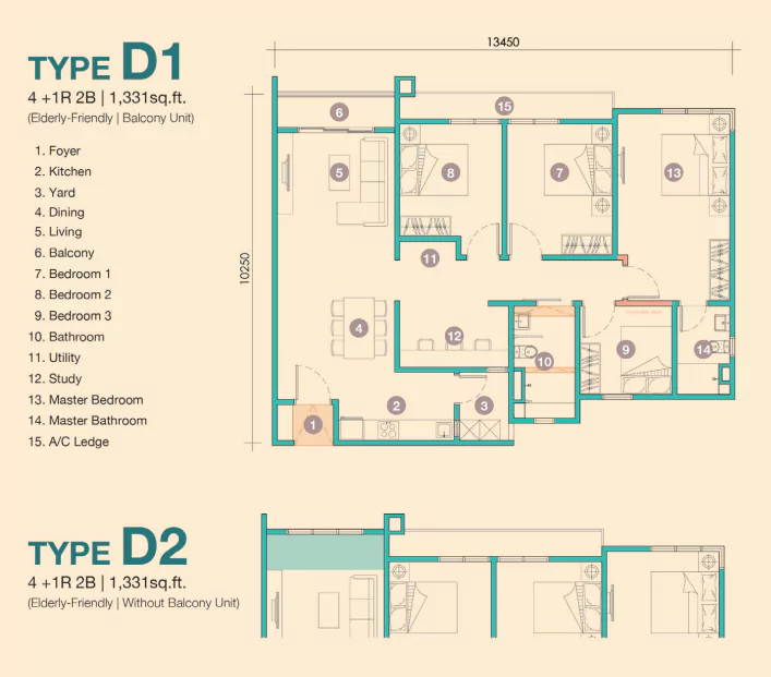 D’Tessera Residence-Floor Plan-D1 & D2